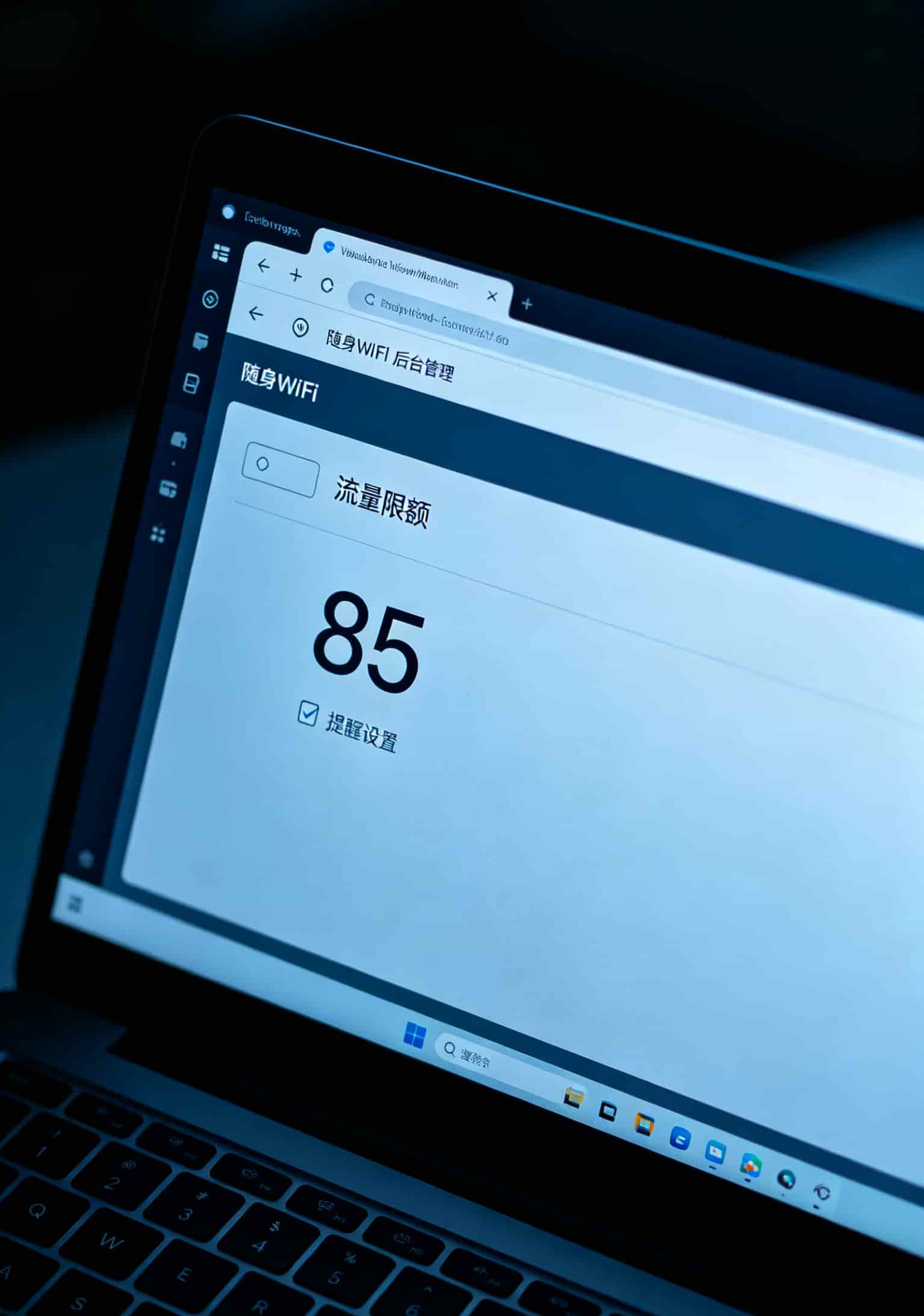 设备后台设置流量限额界面