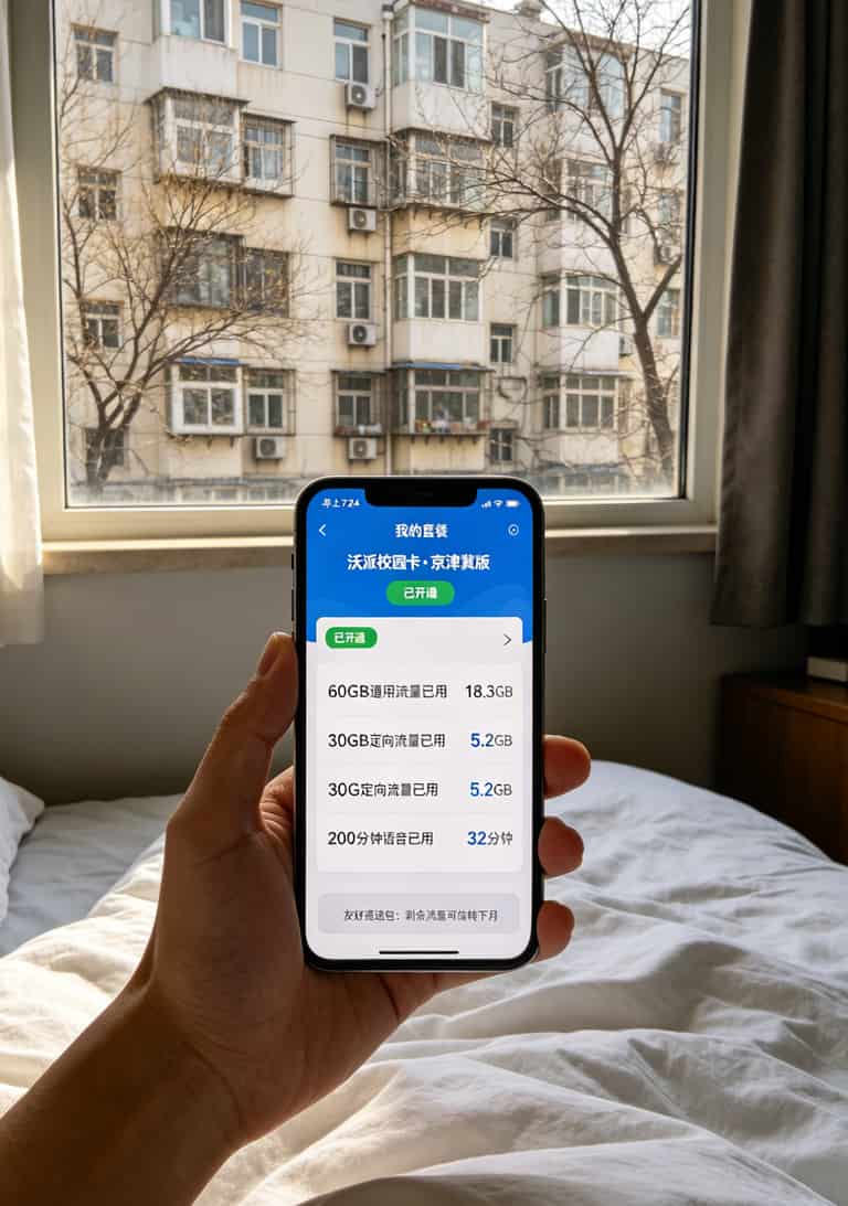 中国联通APP套餐详情页截图，显示沃派校园卡已开通