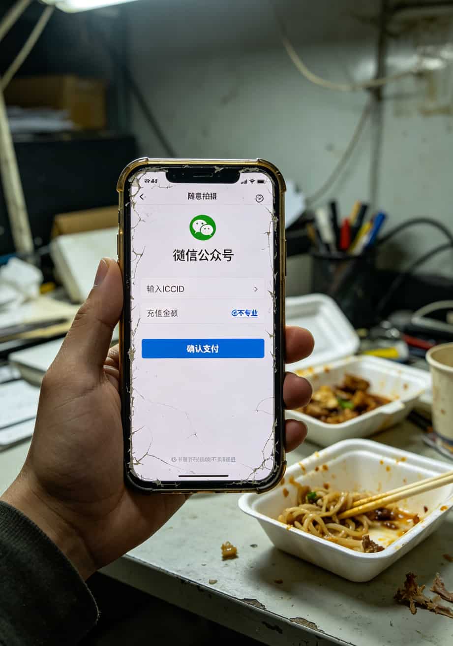 华为随身WiFi配卡血泪史:E5375/C5/WiFi3用户必看,办理流量卡流量卡入口这样选不踩坑 物联卡充值页面截图,显示个人公众号充值入口,非官方渠道