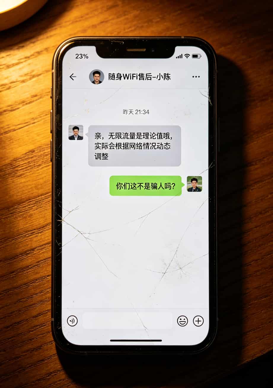 联通畅视流量卡值吗?我花了两年踩坑,告诉你真实答案 无限流量套餐虚假宣传的客服聊天截图