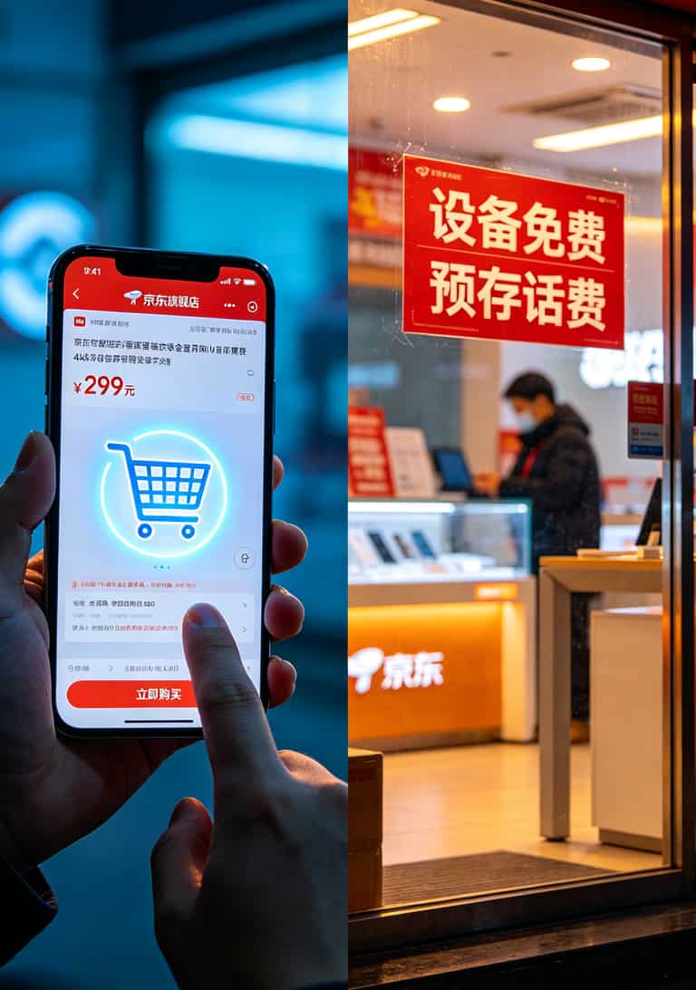 线上网购与实体店购买的优缺点对比示意图