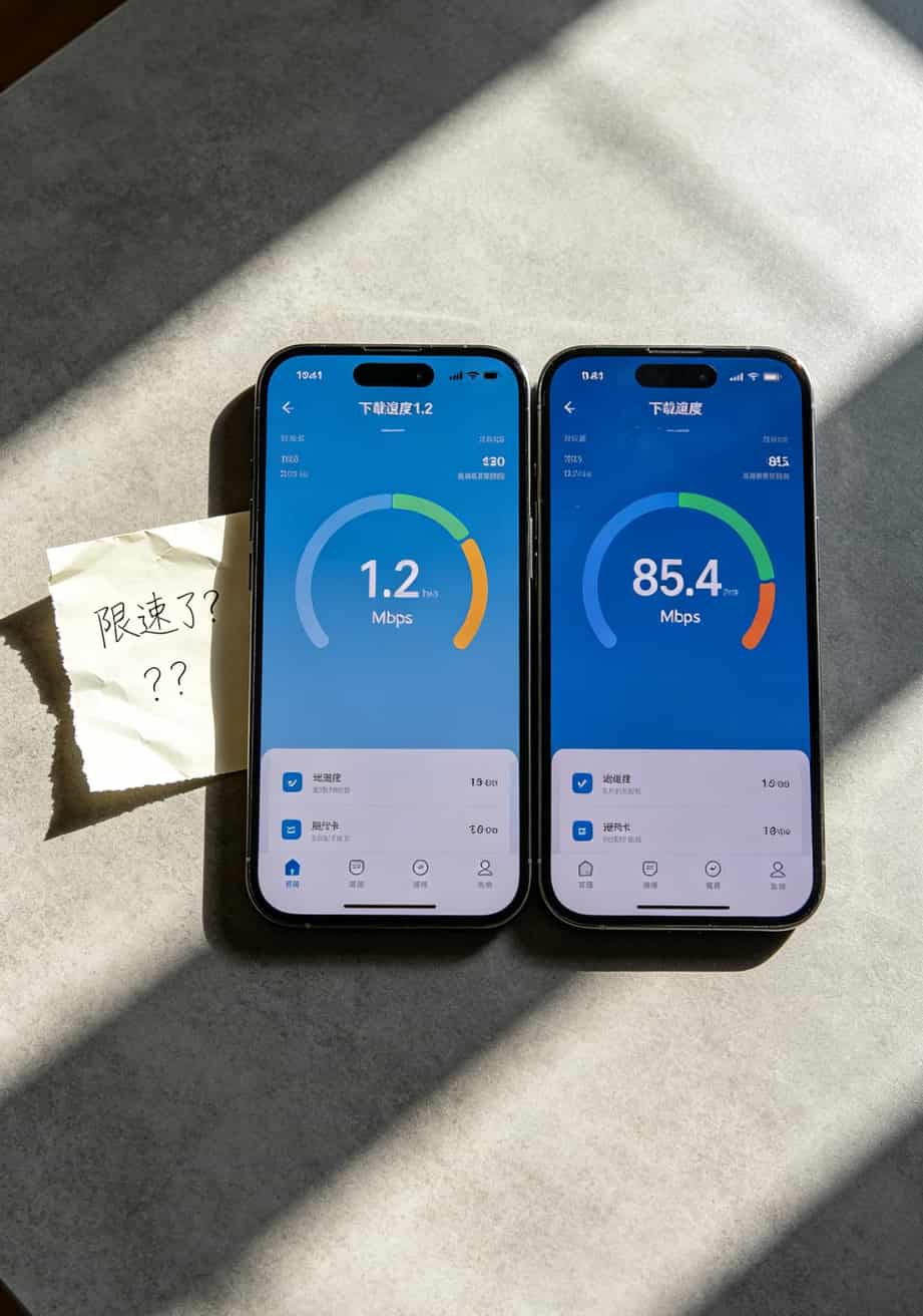 限速前后网速对比测试截图