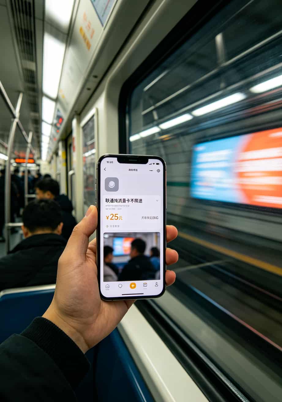 闲鱼上纯流量卡的商品详情页，标价25元，月租9元200G