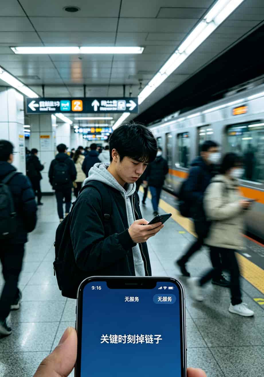 办流量卡有什么坏处吗?19元180G套餐我劝你别乱办,8年老通信人说实话 地铁站内手机信号显示无服务的实拍画面