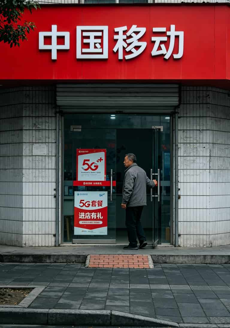 办什么流量卡比较便宜?实测7张卡后告诉你,这俩最划算 中国移动营业厅门口照片,红色招牌