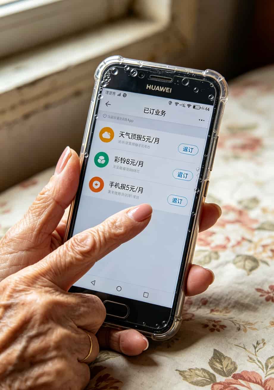 手机营业厅App截图，显示三个增值业务扣费记录