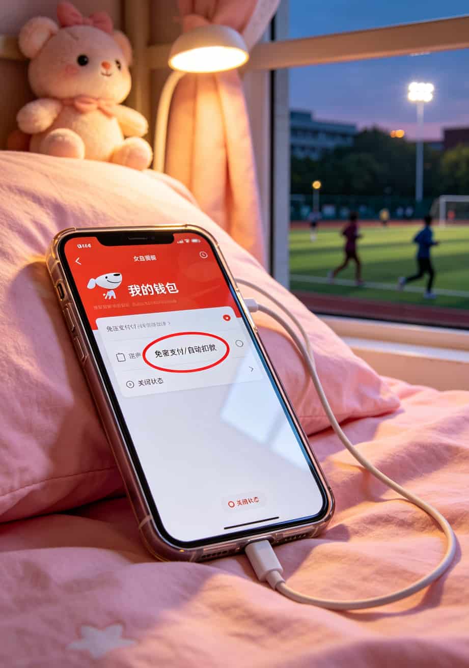京东APP免密支付设置界面，显示自动续费开关位置